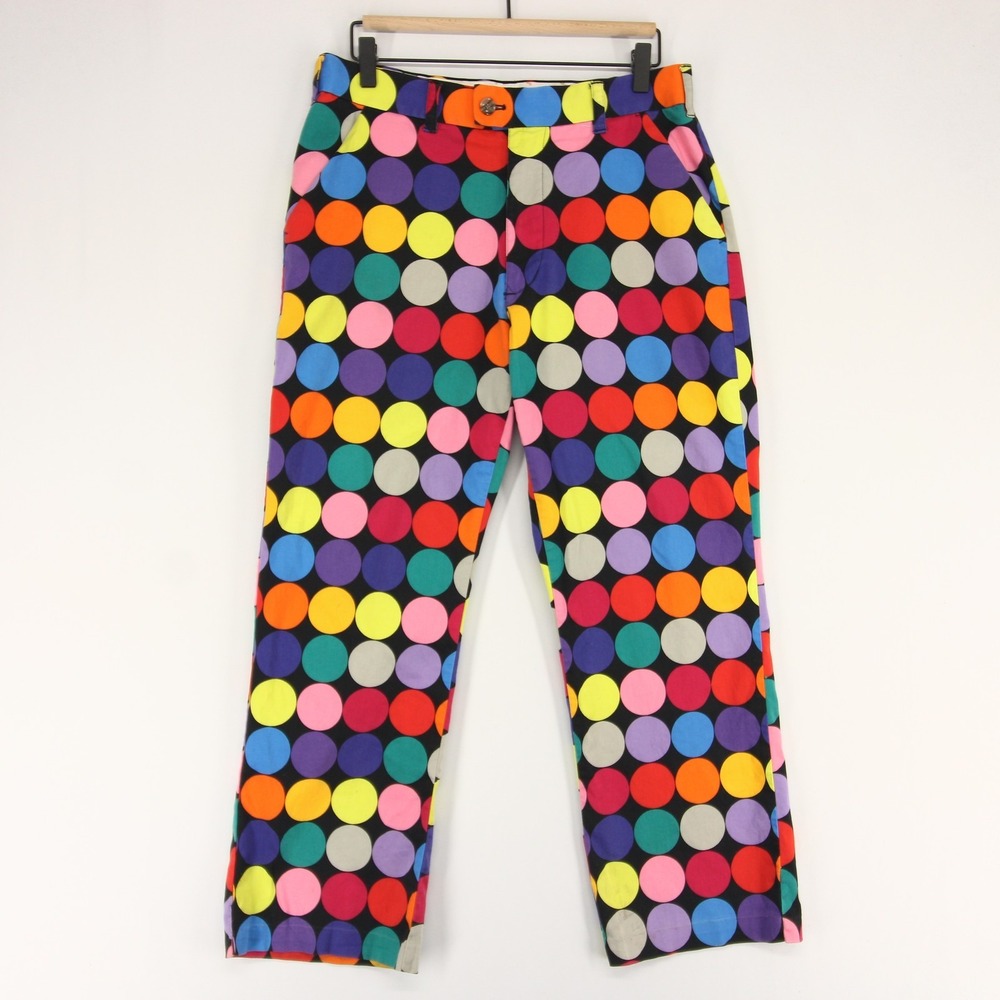 Loudmouth Pants Mens 32 (31x27) Polka Dot Golf Chino Colorful Stretch Hemmed